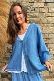 Lina Linen Blend Box Jacket Washed Denim